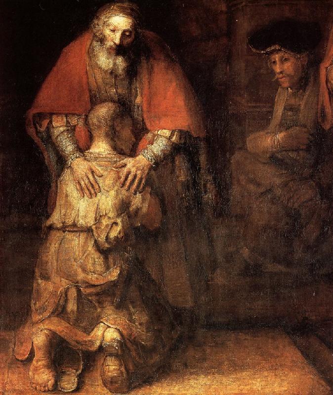 REMBRANDT Harmenszoon van Rijn The Return of the Prodigal Son (detail) France oil painting art